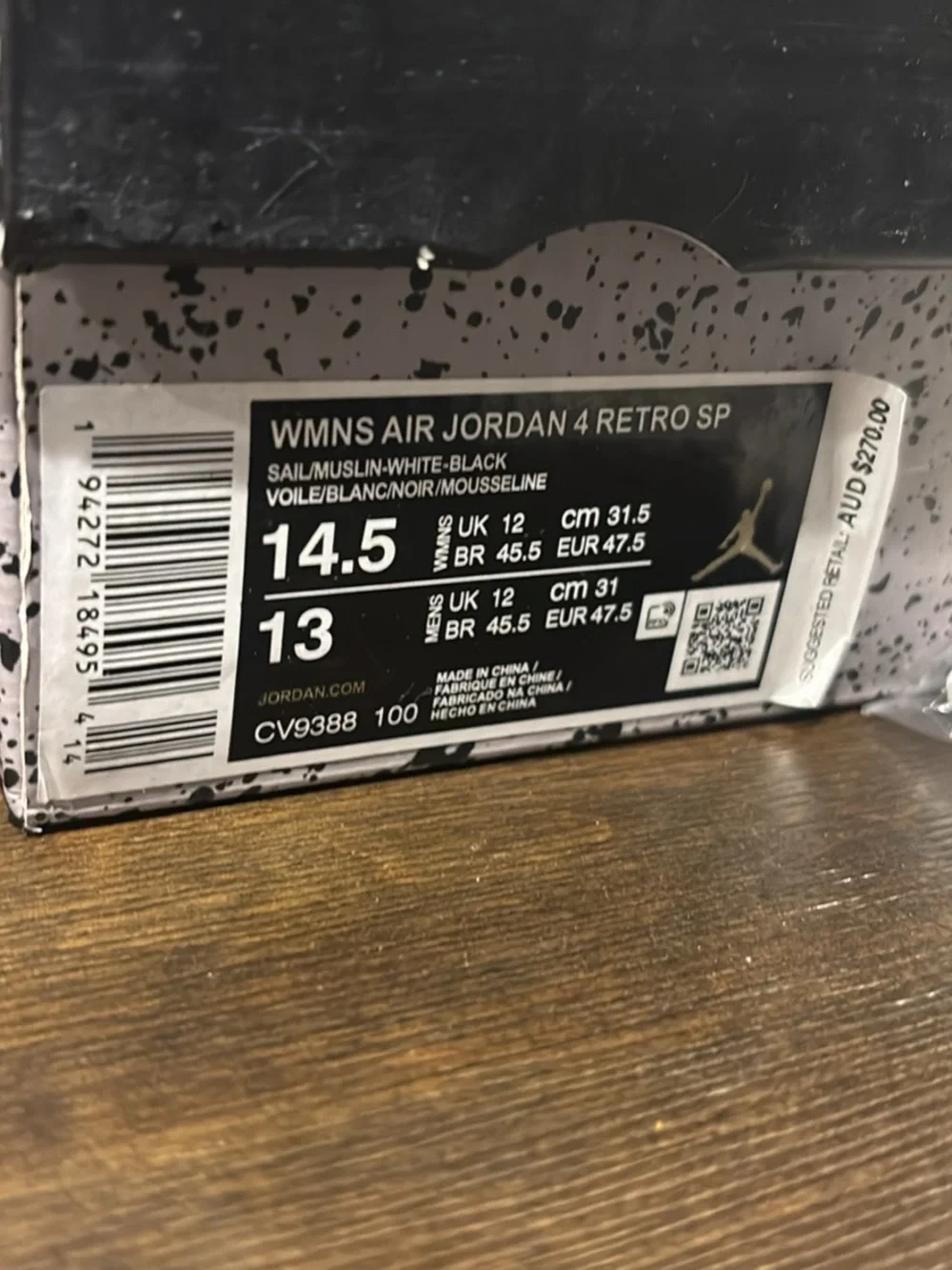 WMNS AIR JORDAN 4 RETRO SP size: 14.5 men’s size: 13